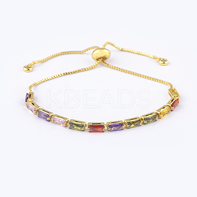 Brass Micro Pave Cubic Zirconia Slider Bracelets FS-WG49F5F-01-1