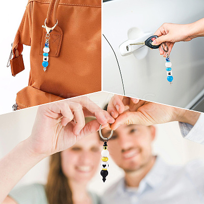 12Pcs 6 Colors Alloy Bar Beadable Keychain for Jewelry Making DIY Crafts AJEW-TA0001-44-1