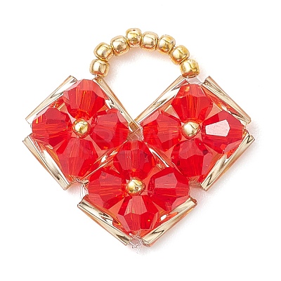 Seed Beads Beaded Charms PALLOY-MZ00334-1