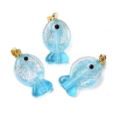 Handmade Dichroic Foil Lampwork Pendants X2-DICH-G001-01G-07-1