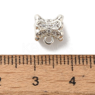 Flower Brass Micro Pave Cubic Zirconia Tube Bails KK-C072-05A-S-1