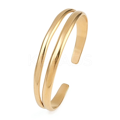 304 Stainless Steel Cuff Bangles for Women LS-BJEW-B147-02G-1