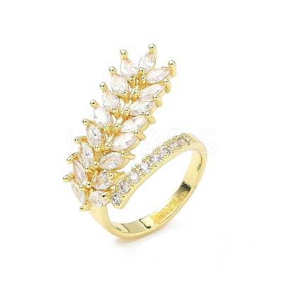 Brass Micro Pave Cubic Zirconia Adjustable Cuff Rings for Women RJEW-B127-01G-1