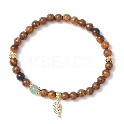 Natural Tiger Eye Stretch Bracelets BJEW-JB11962-01-1