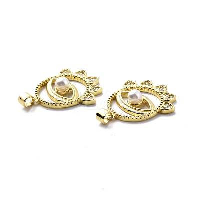 Brass Clear Cubic Zirconia Pendants KK-G446-14G-1