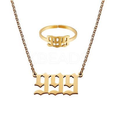 Number Pendant Necklace & Open Cuff Ring JX203A-1