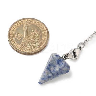 Cone Natural Red Agate & Blue Spot Jasper & Rose Quartz & Green Aventurine Pointed Dowsing Pendulums HJEW-JM04048-1