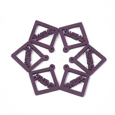 Spray Painted Wood Pendants WOOD-T017-05B-1