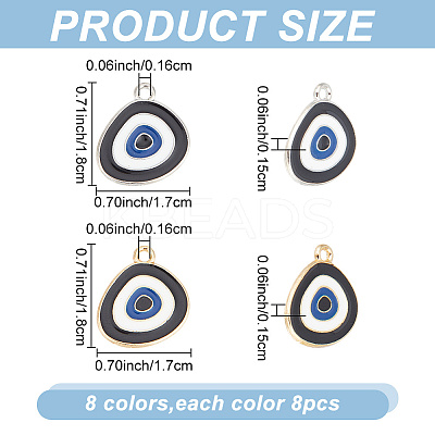 64Pcs 8 Styles Alloy Pendants ENAM-AR0001-44-1