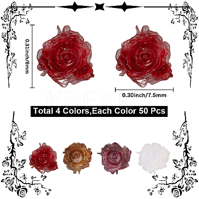 200Pcs 4 Colors Flower Resin Cabochons MRMJ-CY0001-01-1