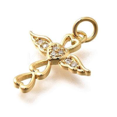 Brass Micro Pave Cubic Zirconia Pendants KK-B128-11G-03-1