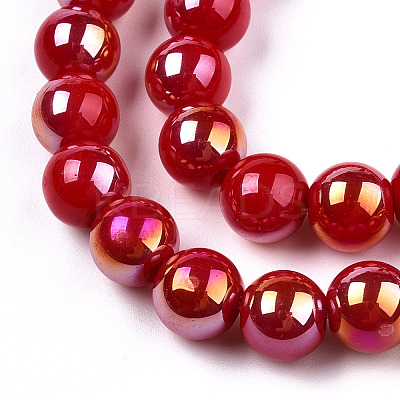 Electroplate Opaque Glass Beads Strands GLAA-T032-P6mm-AB04-1