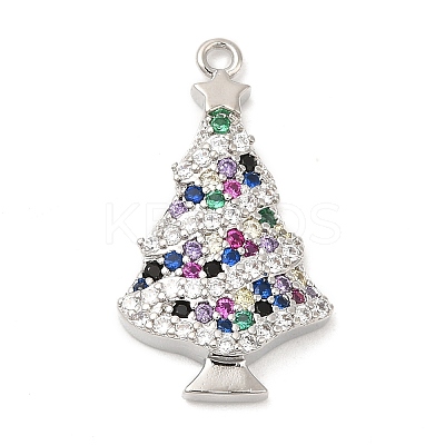 Rack Plating Brass Pave Cubic Zirconia Pendants KK-R150-07P-1