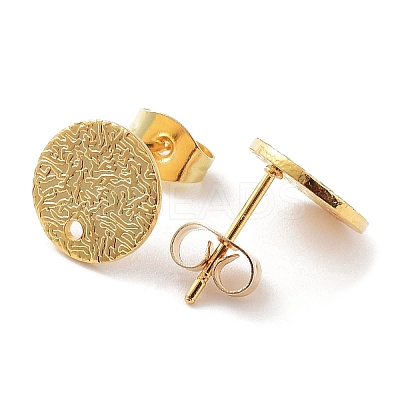 201 Stainless Steel Flat Round Stud Earring Findings X-STAS-K259-18C-G-1