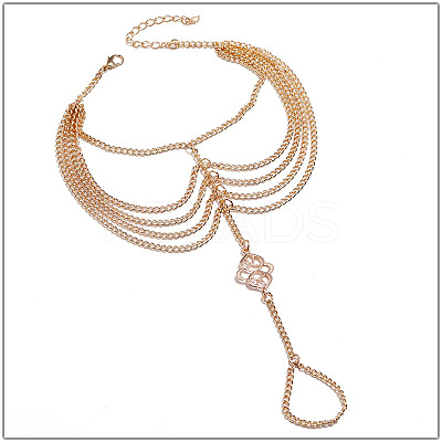 Auspicious Cloud Alloy Curb Chain Multi-Layered Tassel Toe Ring Anklets for Women FS-WG4B6F6-01-1