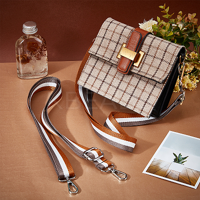 2Pcs 2 Style Stripe Pattern Nylon Fabric Bag Straps FIND-WR0003-93-1