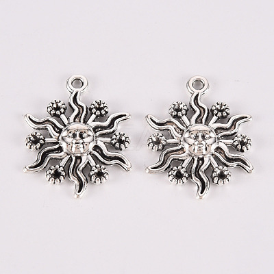 Tibetan Style Alloy Pendants Rhinestone Settings TIBE-N010-70AS-RS-1