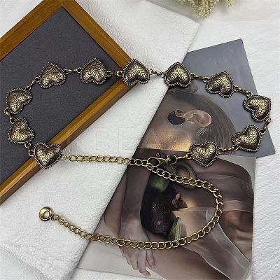 Tibetan Style Alloy Embossed Floral Heart Link Waist Belly Chains for Women FS-WG5DD44-02-1