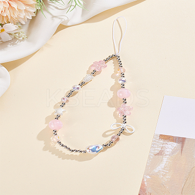 1Pc Alloy & PVC Flower Mobile Straps AJEW-LP0005-14-1