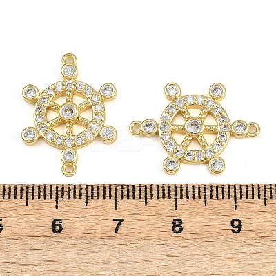 Brass Pave Clear Cubic Zirconia Helm Connector Charms KK-C114-11G-1
