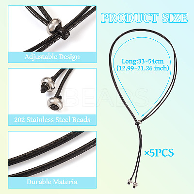 Waxed Polyester Cord Slider Necklace Making NJEW-TAC0018-02-1