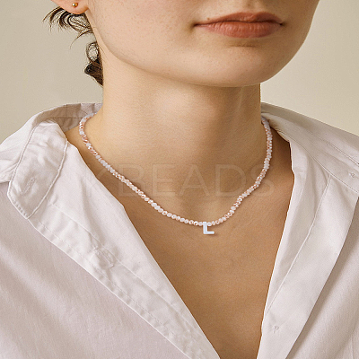1Pc Glass Rondelle Beaded Necklaces NJEW-LP0007-23L-1