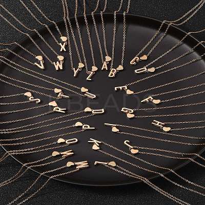 Alloy Letter Heart Pendant Necklaces for Women NJEW-FS0001-09D-1