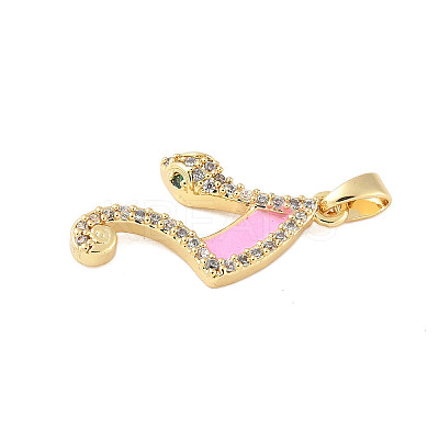 Brass Micro Pave Cubic Zirconia Enamel Pendants KK-D354-07G-E-1