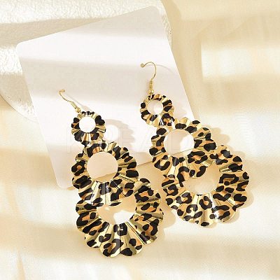 Teardrop Leopard Print Alloy Dangle Earrings for Women LS-EJEW-K304-02G-1