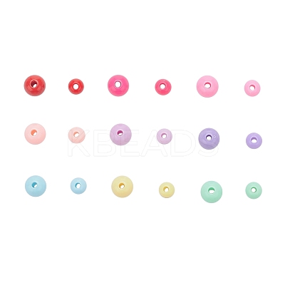 1035Pcs 18 Style Opaque Acrylic Beads MACR-FS0001-09-1