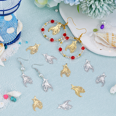 48Pcs 2 Colors Rack Plating 201 Stainless Steel Filigree Pendants STAS-CN0001-35-1