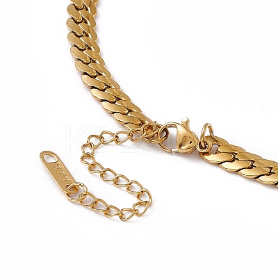 304 Stainless Steel Hollow Out Heart Charm Necklace with Cuban Link Chains for Women LS-NJEW-P269-01G-1