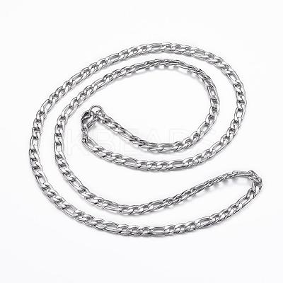 Non-Tarnish 304 Stainless Steel Figaro Chain Necklaces NJEW-H445-18P-1