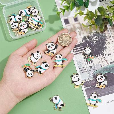 20pcs 5 Style Rack Plating Alloy Enamel Pendants ENAM-NB0001-87-1