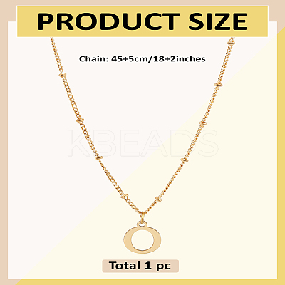 1Pc Brass Chain & 304 Stainless Steel Letter Pendant Necklaces NJEW-LP0001-35O-G-1
