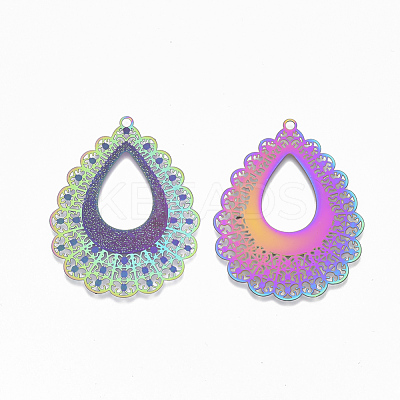 Ion Plating(IP) 304 Stainless Steel Filigree Pendants X-STAS-S108-68-1