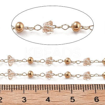 Handmade Brass & Glass Bead Chains CHC-L051-03KCG-04-1