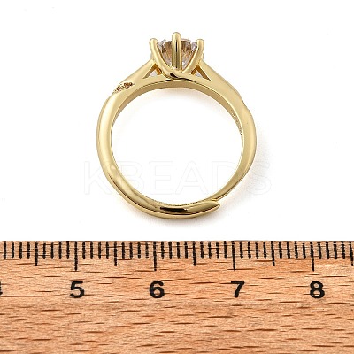 Brass Micro Pave Clear Cubic Zirconia Finger Rings for Women RJEW-U049-05G-1
