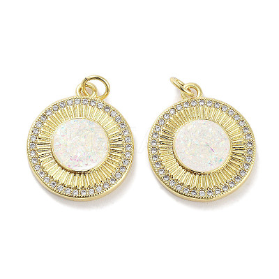 Brass Micro Pave Clear Cubic Zirconia Pendants KK-L213-041G-02-1