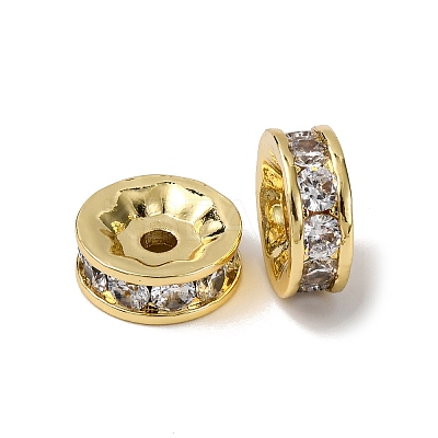 Brass Micro Pave Cubic Zirconia Beads KK-A270-02B-G-1