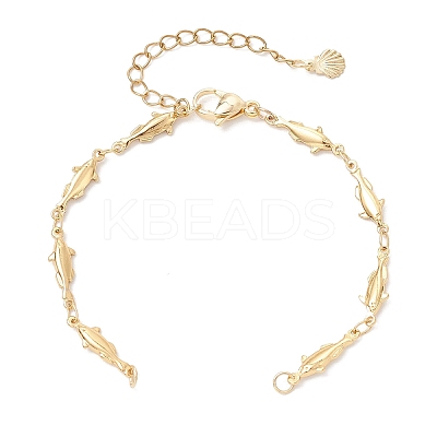 Brass Fish Link Chain Bracelet Makings AJEW-JB01419-1