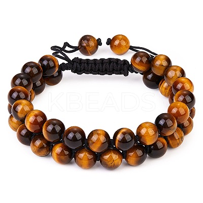 Natural Tiger Eye Braided Bead Bracelet BJEW-SW00001-11-1