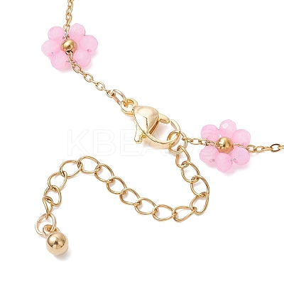 Glass & ABS Plastic Imitation Pearl Beads Link Bracelets BJEW-JB12572-05-1