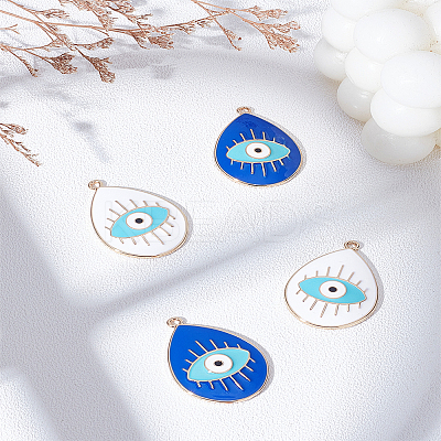 4Pcs 2 Colors Alloy Enamel Pendants ENAM-LP0002-11-1
