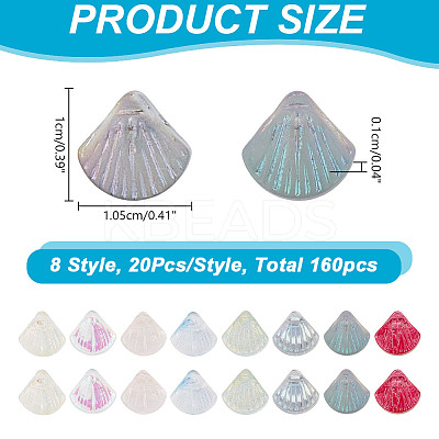160Pcs 8 Style Transparent Spray Painted Glass Beads GLAA-AR0001-50-1