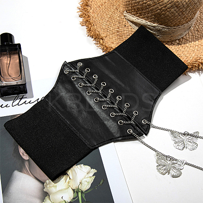 1Pc PU Leather Wide Elastic Corset Belts AJEW-WR0002-01A-1