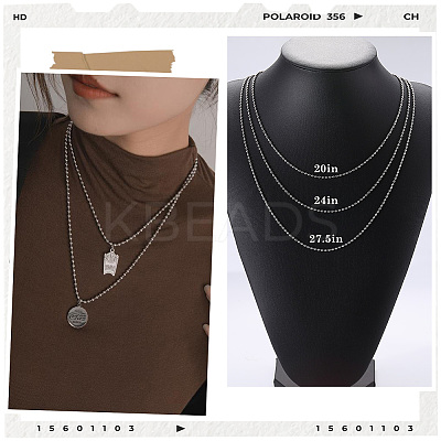 24Pcs 304 Stainless Steel Ball Chain Necklace Making NJEW-BBC0001-10C-1