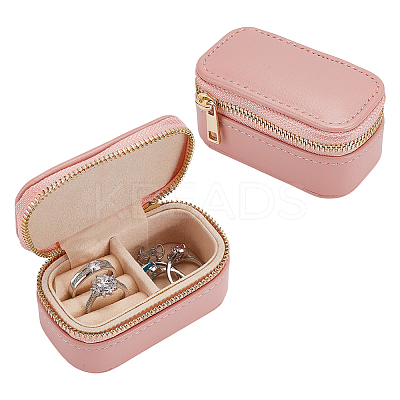 Portable Travel Rectangle PU Leather Jewelry Set Storage Zipper Boxes LBOX-WH0007-001A-1