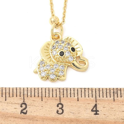 Brass Micro Pave Clear Cubic Zirconia Pendant Necklaces for Women NJEW-M084-02G-04-1