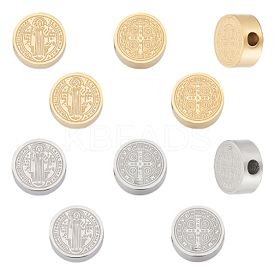10Pcs 2 Colors 304 Stainless Steel Beads STAS-UN0041-09-1